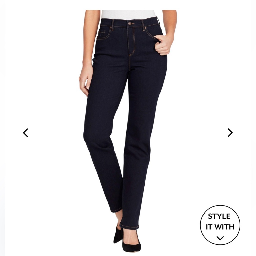 NWT! GLORIA VANDERBILT Women’s Amanda Slim Leg Black Stretch Jeans Size 14 Short